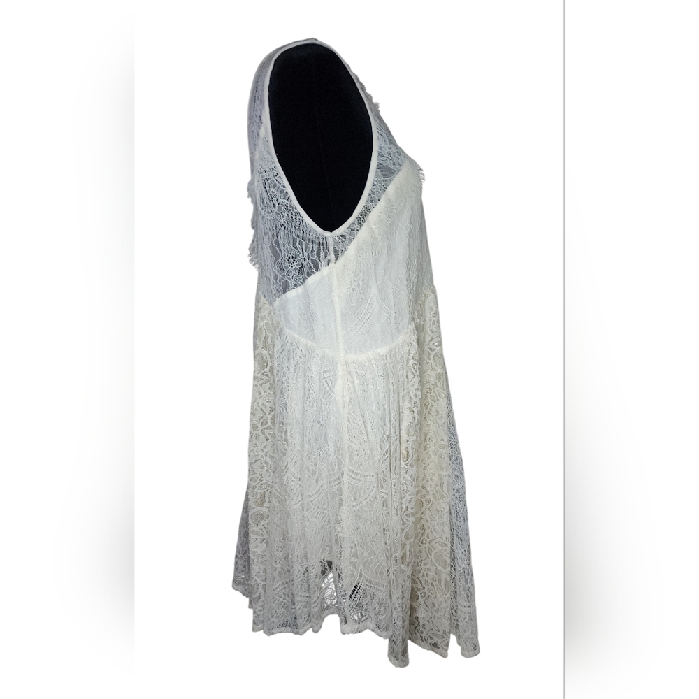 NWT Free People 'Don't You Dare' ~ Ivory Lace Illusion Dress, Womens Medium - Picture 7 of 8